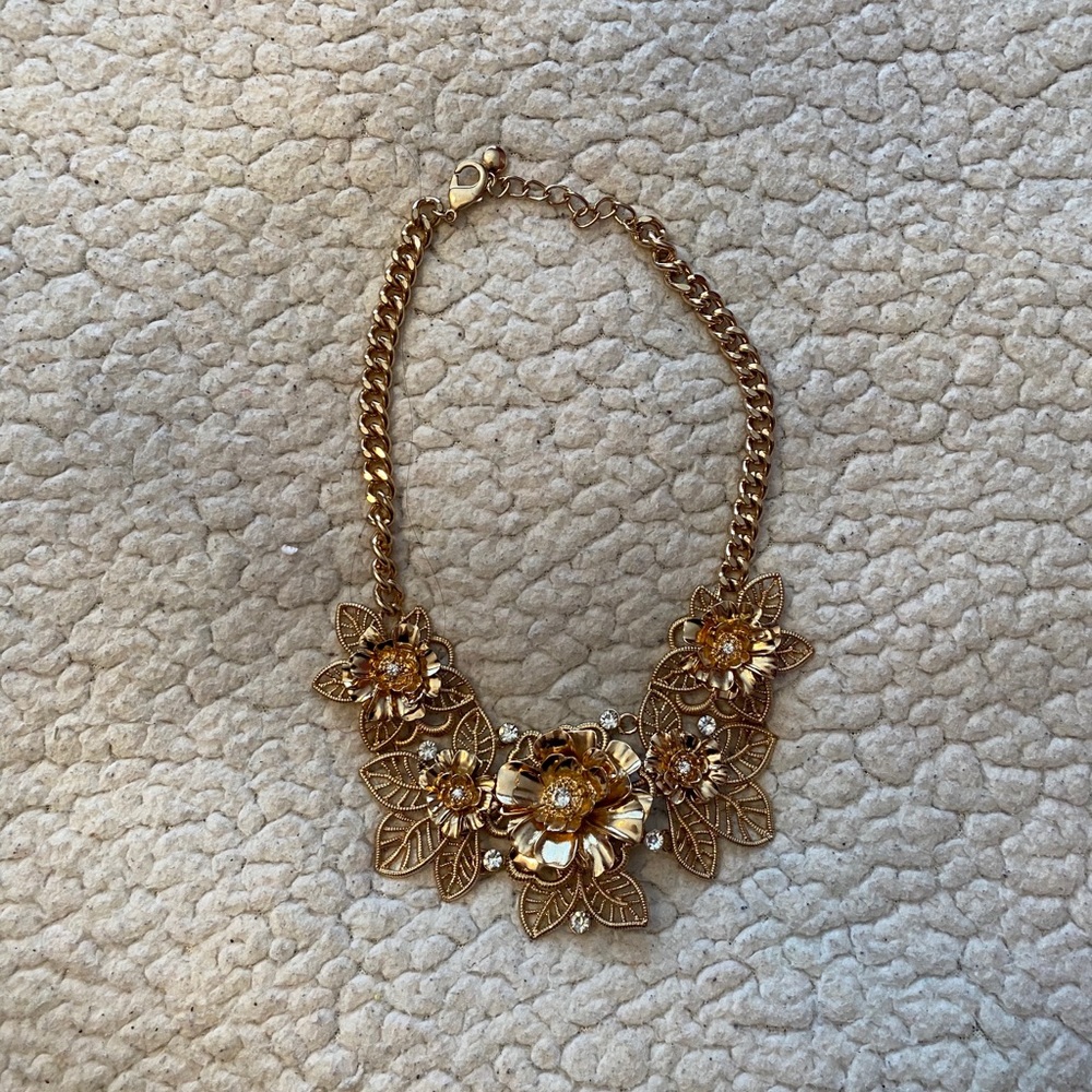 Gold Floral Statement Necklace